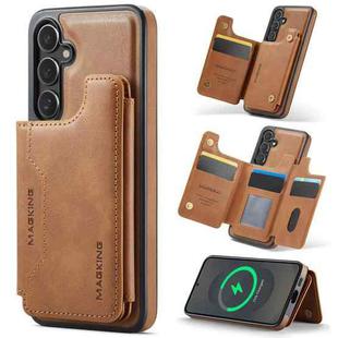 For Samsung Galaxy S25+ 5G DG.MING MAGKING-K3 Series MagSafe RFID Card Bag Detachable Phone Case(Brown)