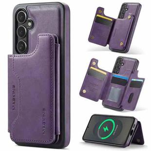 For Samsung Galaxy S25+ 5G DG.MING MAGKING-K3 Series MagSafe RFID Card Bag Detachable Phone Case(Purple)