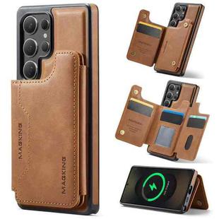For Samsung Galaxy S25 Ultra 5G DG.MING MAGKING-K3 Series MagSafe RFID Card Bag Detachable Phone Case(Brown)