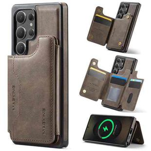 For Samsung Galaxy S25 Ultra 5G DG.MING MAGKING-K3 Series MagSafe RFID Card Bag Detachable Phone Case(Coffee)