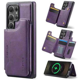For Samsung Galaxy S25 Ultra 5G DG.MING MAGKING-K3 Series MagSafe RFID Card Bag Detachable Phone Case(Purple)