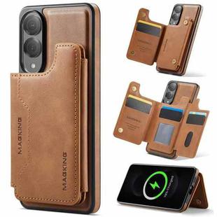 For Samsung Galaxy S25 Edge 5G DG.MING MAGKING-K3 Series MagSafe RFID Card Bag Detachable Phone Case(Brown)