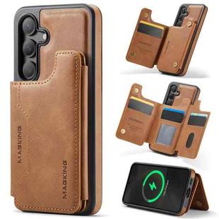 For Samsung Galaxy S24 5G DG.MING MAGKING-K3 Series MagSafe RFID Card Bag Detachable Phone Case(Brown)