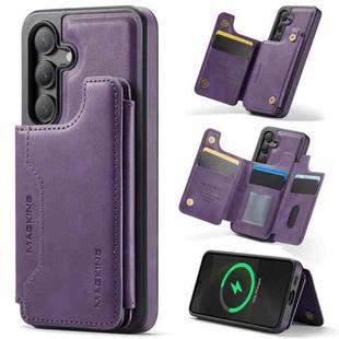 For Samsung Galaxy S24 5G DG.MING MAGKING-K3 Series MagSafe RFID Card Bag Detachable Phone Case(Purple)