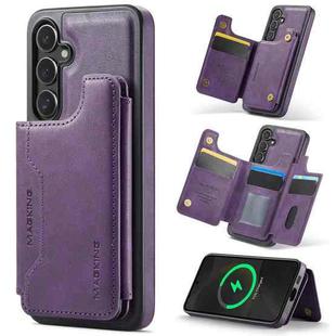 For Samsung Galaxy S24+ 5G DG.MING MAGKING-K3 Series MagSafe RFID Card Bag Detachable Phone Case(Purple)