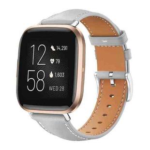 For Fitbit Versa 2 / Versa / Versa Lite 20mm xDfind Flat Head Black Shark Fine Grain Leather Watch Band(Grey)