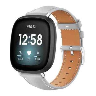 For Fitbit Versa 4 / 3 / Sense2 / 1 20mm xDfind Flat Head Black Shark Fine Grain Leather Watch Band(Grey)