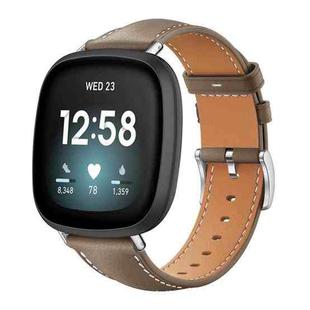 For Fitbit Versa 4 / 3 / Sense2 / 1 20mm xDfind Flat Head Black Shark Fine Grain Leather Watch Band(Light Grey)