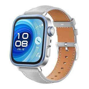 For Huawei Watch Fit 4 Pro / Fit 4 / Fit 3 20mm xDfind Flat Head Black Shark Fine Grain Leather Watch Band(Grey)