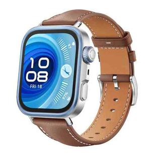For Huawei Watch Fit 4 Pro / Fit 4 / Fit 3 20mm xDfind Flat Head Black Shark Fine Grain Leather Watch Band(Coffee)