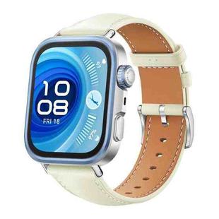 For Huawei Watch Fit 4 Pro / Fit 4 / Fit 3 20mm xDfind Flat Head Black Shark Fine Grain Leather Watch Band(Creamy White)