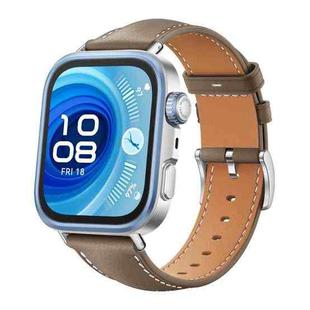 For Huawei Watch Fit 4 Pro / Fit 4 / Fit 3 20mm xDfind Flat Head Black Shark Fine Grain Leather Watch Band(Light Grey)