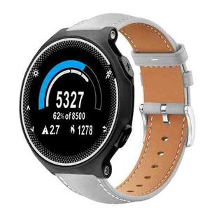 For Garmin Forerunner 220/735/735XT/230/235 20mm xDfind Flat Head Black Shark Fine Grain Leather Watch Band(Grey)
