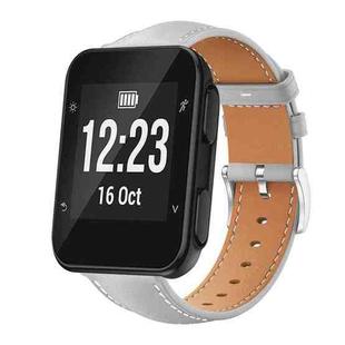 For Garmin Forerunner 35/30/35j 20mm xDfind Flat Head Black Shark Fine Grain Leather Watch Band(Grey)