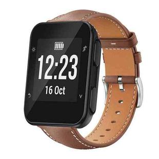 For Garmin Forerunner 35/30/35j 20mm xDfind Flat Head Black Shark Fine Grain Leather Watch Band(Coffee)