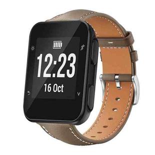For Garmin Forerunner 35/30/35j 20mm xDfind Flat Head Black Shark Fine Grain Leather Watch Band(Light Grey)