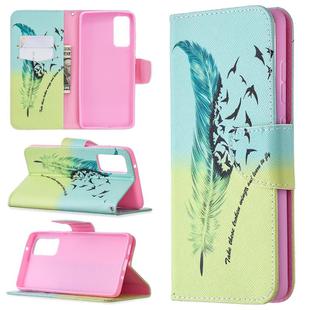 For Samsung Galaxy S20 FE 5G / S20 Lite Colored Drawing Pattern Horizontal Flip Leather Case with Holder & Card Slots & Wallet(Feather Birds)