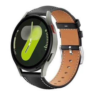 For Samsung Galaxy Watch7 / FE / 6 / 5 / 4 20mm xDfind Flat Head Black Shark Fine Grain Leather Watch Band(Black)