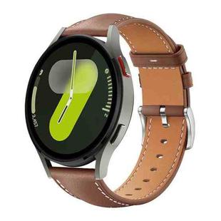 For Samsung Galaxy Watch7 / FE / 6 / 5 / 4 20mm xDfind Flat Head Black Shark Fine Grain Leather Watch Band(Coffee)