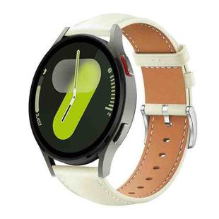 For Samsung Galaxy Watch7 / FE / 6 / 5 / 4 20mm xDfind Flat Head Black Shark Fine Grain Leather Watch Band(Creamy White)