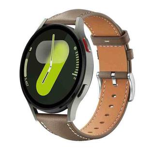 For Samsung Galaxy Watch7 / FE / 6 / 5 / 4 20mm xDfind Flat Head Black Shark Fine Grain Leather Watch Band(Light Grey)