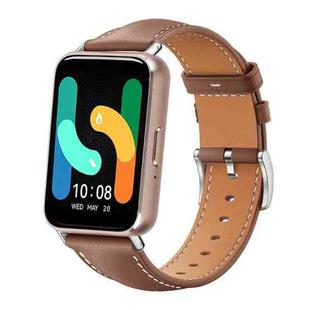 For Samsung Galaxy Fit3 18mm xDfind Flat Head Black Shark Fine Grain Leather Watch Band(Coffee)