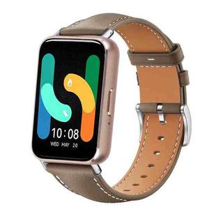 For Samsung Galaxy Fit3 18mm xDfind Flat Head Black Shark Fine Grain Leather Watch Band(Light Grey)