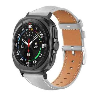 For Samsung Galaxy Watch Ultra 47mm 22mm xDfind Flat Head Black Shark Fine Grain Leather Watch Band(Grey)