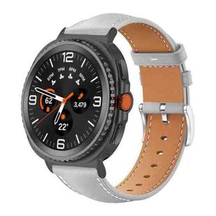 For Samsung Galaxy Watch8 20mm xDfind Flat Head Black Shark Fine Grain Leather Watch Band(Grey)