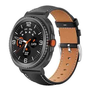 For Samsung Galaxy Watch8 20mm xDfind Flat Head Black Shark Fine Grain Leather Watch Band(Black)