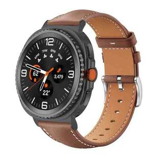 For Samsung Galaxy Watch8 20mm xDfind Flat Head Black Shark Fine Grain Leather Watch Band(Coffee)