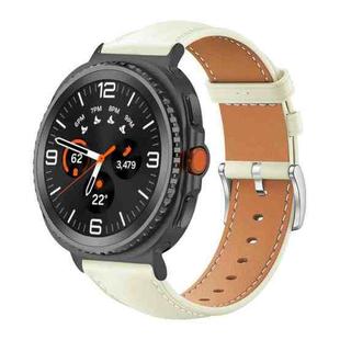 For Samsung Galaxy Watch8 20mm xDfind Flat Head Black Shark Fine Grain Leather Watch Band(Creamy White)