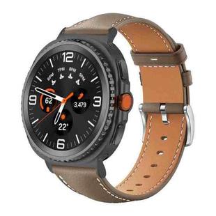 For Samsung Galaxy Watch8 20mm xDfind Flat Head Black Shark Fine Grain Leather Watch Band(Light Grey)
