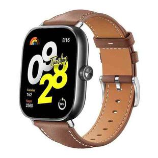 For Xiaomi Smart Band 9 Pro/Redmi Watch 5 20mm xDfind Flat Head Black Shark Fine Grain Leather Watch Band(Coffee)