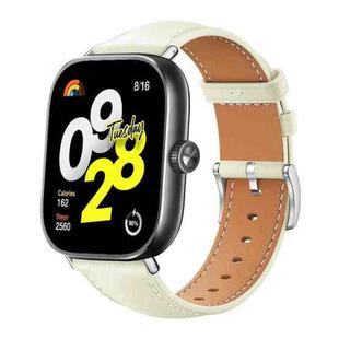 For Xiaomi Smart Band 9 Pro/Redmi Watch 5 20mm xDfind Flat Head Black Shark Fine Grain Leather Watch Band(Creamy White)