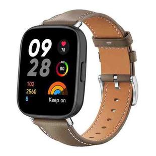 For Redmi Watch 3 20mm xDfind Flat Head Black Shark Fine Grain Leather Watch Band(Light Grey)
