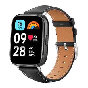 For Redmi Watch 3 Active / Lite 20mm xDfind Flat Head Black Shark Fine Grain Leather Watch Band(Black)