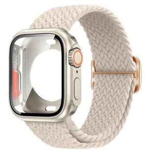 For Apple Watch 44mm / 45mm Ladder Buckle Loop Nylon Watch Band with Change to Ultra 49mm Film PC Case(Starlight)