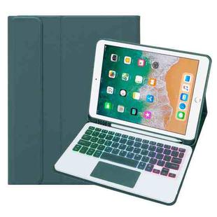 For iPad 9.7 2018 / 2017 / Pro 9.7 A07B-AS Backlight Bluetooth Touch Keyboard Leather Tablet Case with Pen Slot(Dark Green)