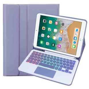 For iPad 9.7 2018 / 2017 / Pro 9.7 A07B-AS Backlight Bluetooth Touch Keyboard Leather Tablet Case with Pen Slot(Dark Purple)