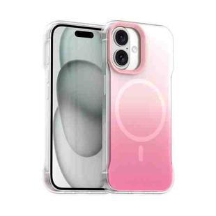 For iPhone 16 Borderless Series Magnetic MagSafe Gradient Color Phone Case(Pink)