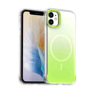 For iPhone 11 Borderless Series Magnetic MagSafe Gradient Color Phone Case(Green)