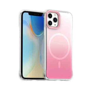 For iPhone 11 Pro Borderless Series Magnetic MagSafe Gradient Color Phone Case(Pink)