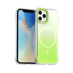 For iPhone 11 Pro Borderless Series Magnetic MagSafe Gradient Color Phone Case(Green)