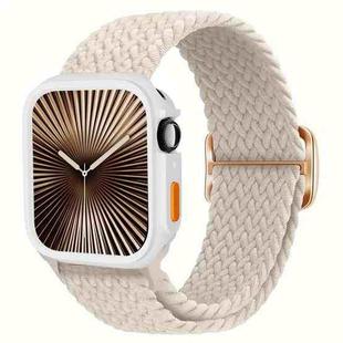 For Apple Watch Series 10 46mm Ladder Buckle Loop Nylon Watch Band with TPU Case(Starlight)