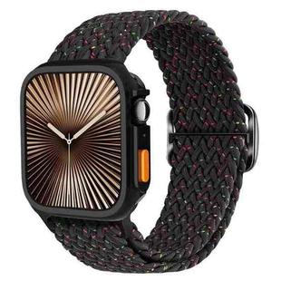 For Apple Watch 44mm / 45mm Ladder Buckle Loop Nylon Watch Band with TPU Case(Starlight Black)