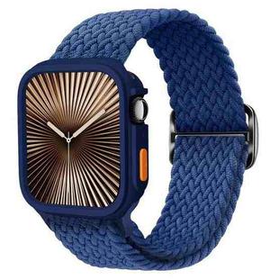 For Apple Watch 40mm / 41mm Ladder Buckle Loop Nylon Watch Band with TPU Case(Dark Blue)