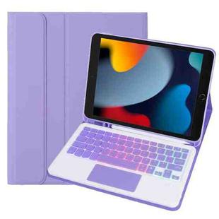 For iPad 10.2 2021 / 2019 / Air 2019 A102B-AS Backlight Bluetooth Touch Keyboard Leather Tablet Case with Pen Slot(Purple)