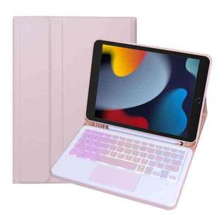 For iPad 10.2 2021 / 2019 / Air 2019 A102B-AS Backlight Bluetooth Touch Keyboard Leather Tablet Case with Pen Slot(Pink)