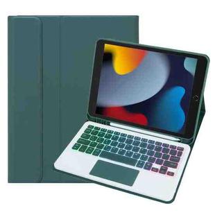 For iPad 10.2 2021 / 2019 / Air 2019 A102B-AS Backlight Bluetooth Touch Keyboard Leather Tablet Case with Pen Slot(Dark Green)
